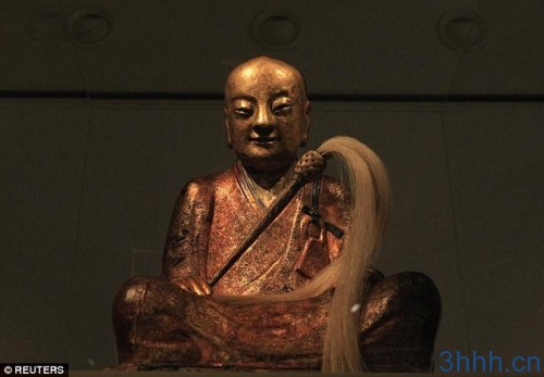 The golden Buddha statue, which is currently on display at the Natural History Museum in Budapest